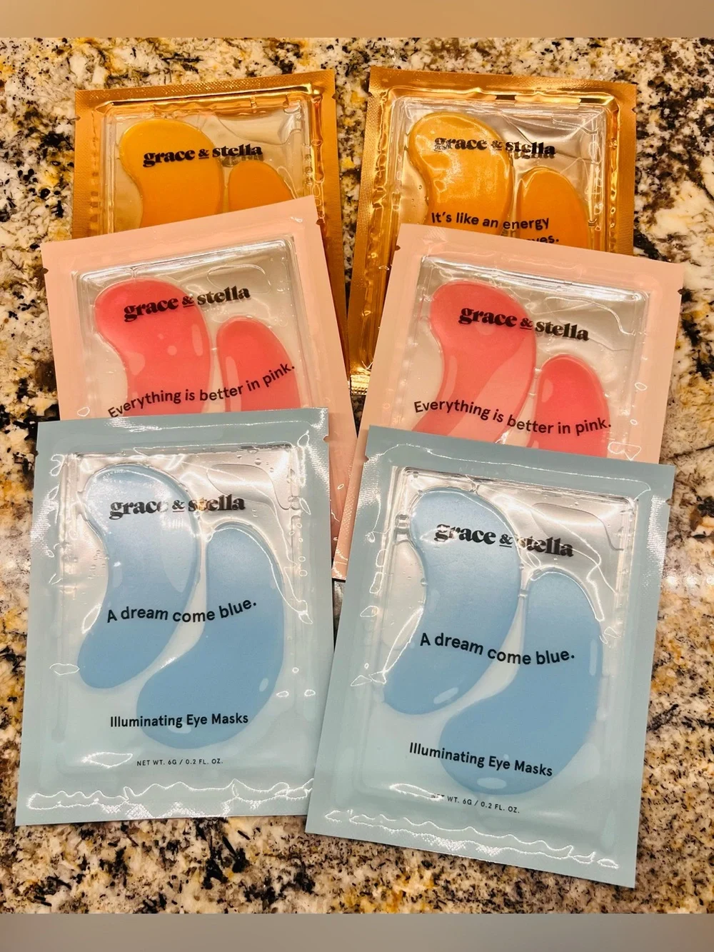 grace & stella Eye Mask Trio Pack — Energizing, Moisturizing, Illuminating